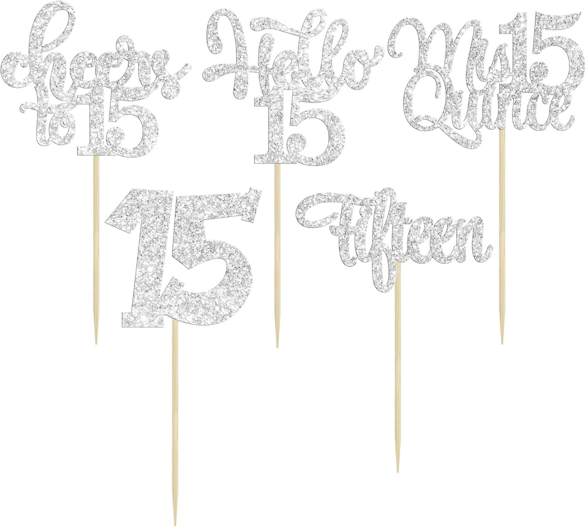 30Pcs 15th Birthday Cupcake Toppers Fifteen Cupcake Picks Cheers to 15 Years Old Mis Quince 15 Cake