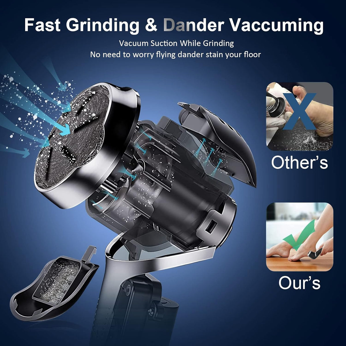 Electric Callus Remover for Feet with Vacuum, Professional Pedicure Tools Kit, Rechargeable