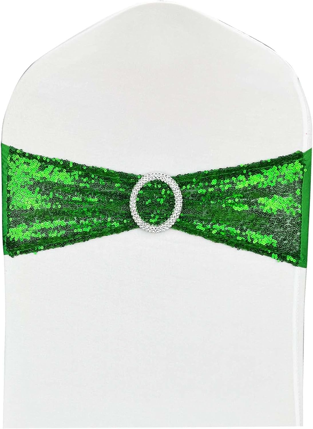 10 Pcs Chair Sashes Sequin Stretch Chair Bands Spandex Polyester Bows for Party Hotel Wedding