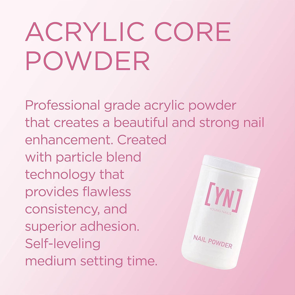 Young Nails Acrylic Cover Powder - Self-Leveling Acrylic Nail Powder, Clear Nude Pink White Acrylic