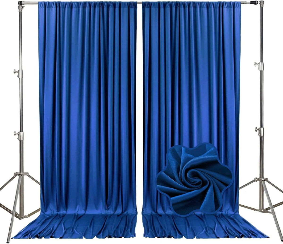 10ft x 10ft Royal Blue Backdrop Curtains for Parties, Fabric Satin Background Curtain with Rod