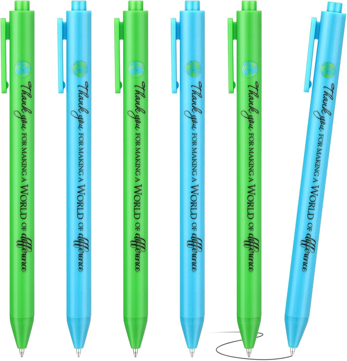 24 Pcs Earth Day Pens Bulk Party Favors Novelty Cute Green Blue Retractable Ballpoint Pen Earth Day