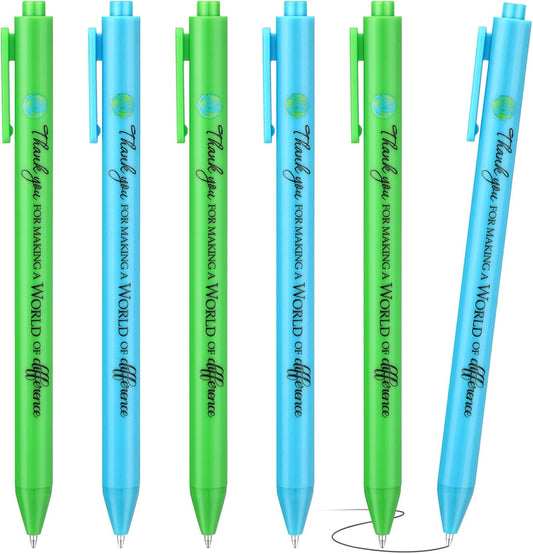 24 Pcs Earth Day Pens Bulk Party Favors Novelty Cute Green Blue Retractable Ballpoint Pen Earth Day