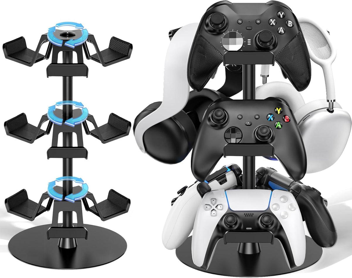 Headset Stand 3 Tiers for Desk, Rotatable Gaming Controller Stand for PS5/PS4/Xbox/Switch2/PS