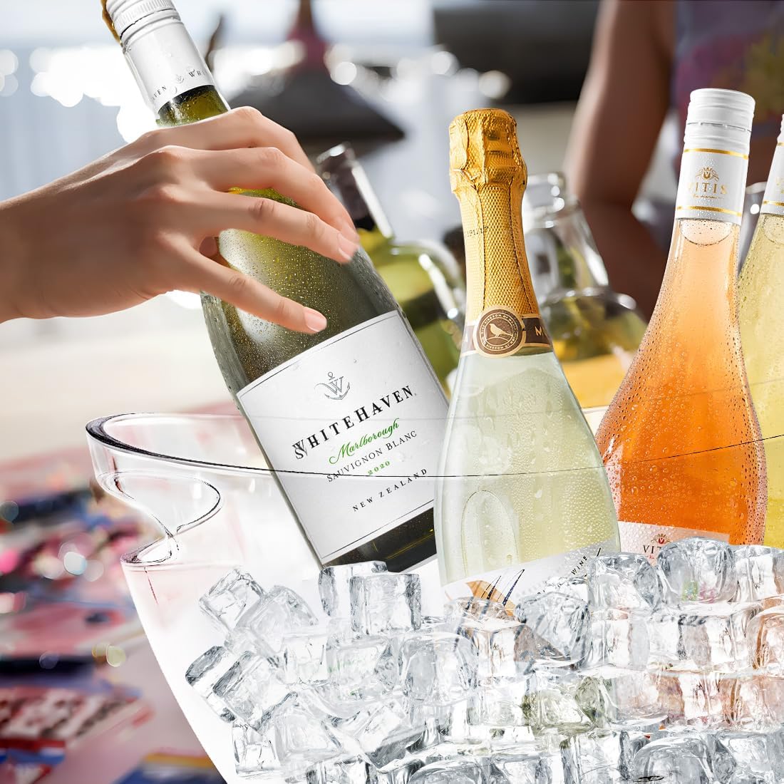 Ice Buckets for Parties, Ice Bucket 2 Pcs Acrylic Champagne Beverage with 2 Ice Bucket Scoop for