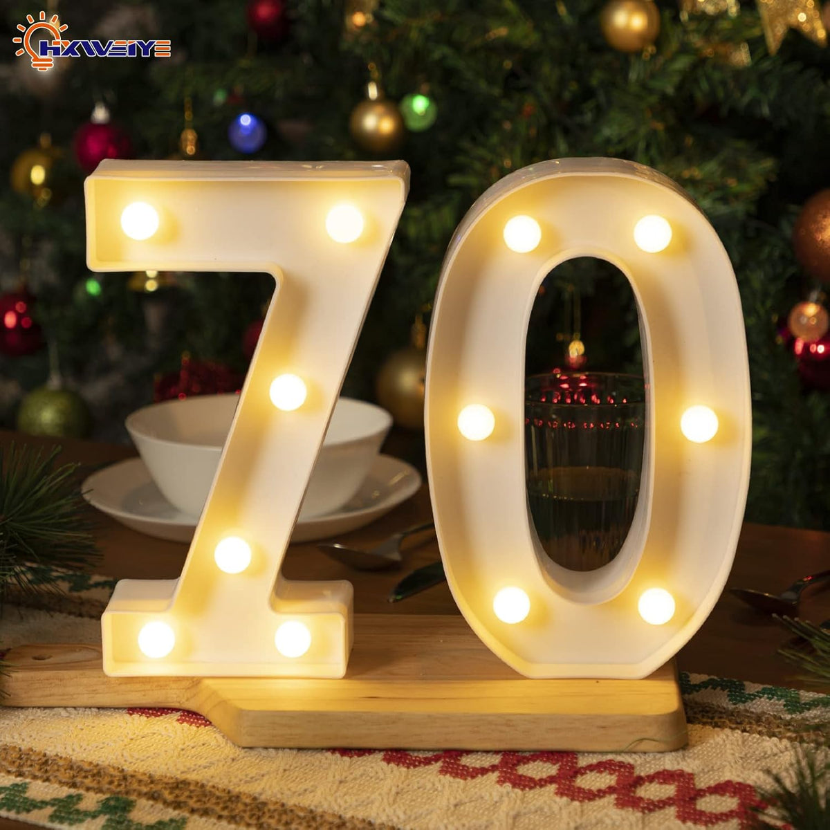 HXWEIYE Marquee Light Up Numbers-7, Led Large Numbers Letters Sign 26 Alphabet and 10 Number for