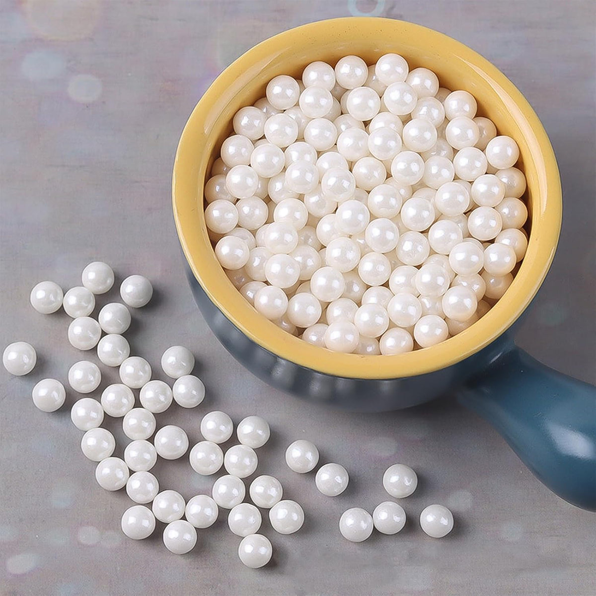 Edible Pearl Sugar Sprinkles White Candy Pearls Baking Decorations 7mm 130g/4.58 Oz White Sprinkles