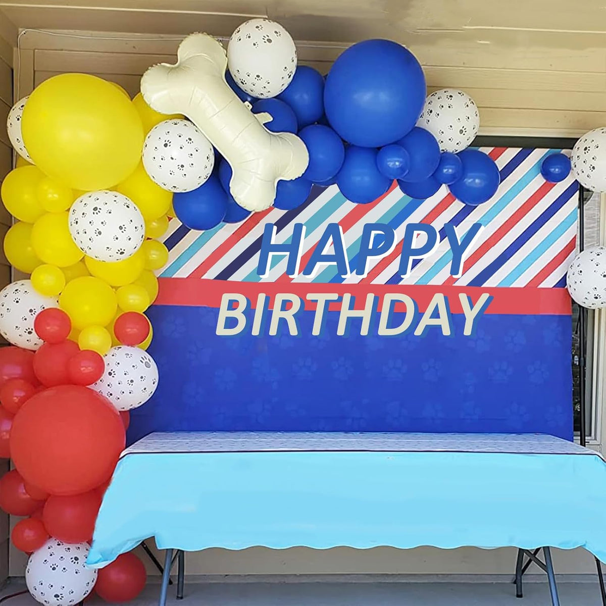 Dog Paw Balloons, 12 Inch Carnival Circus Balloons Red Yellow Blue and White Paw Print Puppy