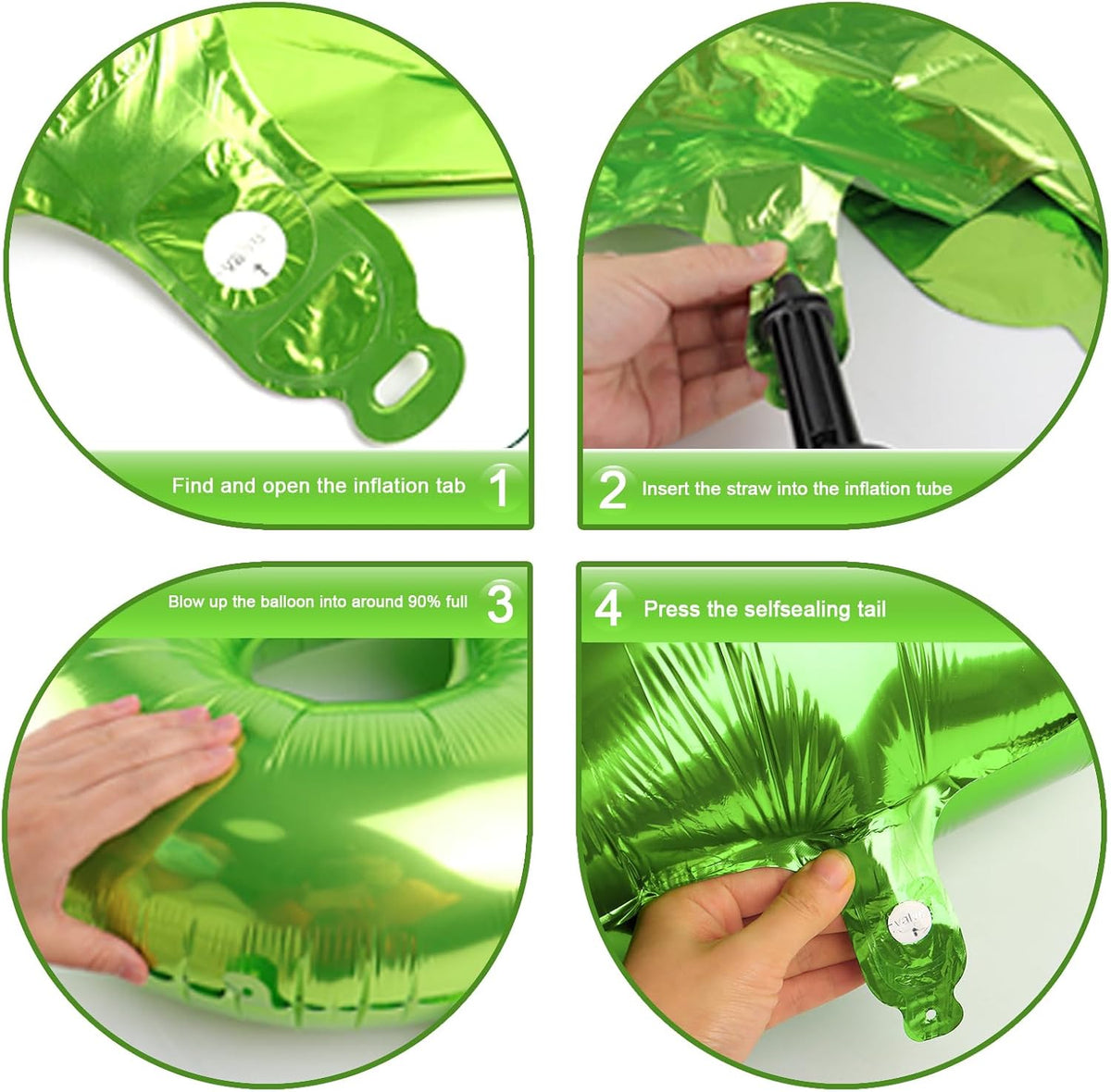 40 Inch Light Green Large Number 4 Balloons, Giant Foil Number Four 14 24 34 40 44 Balloons, Light