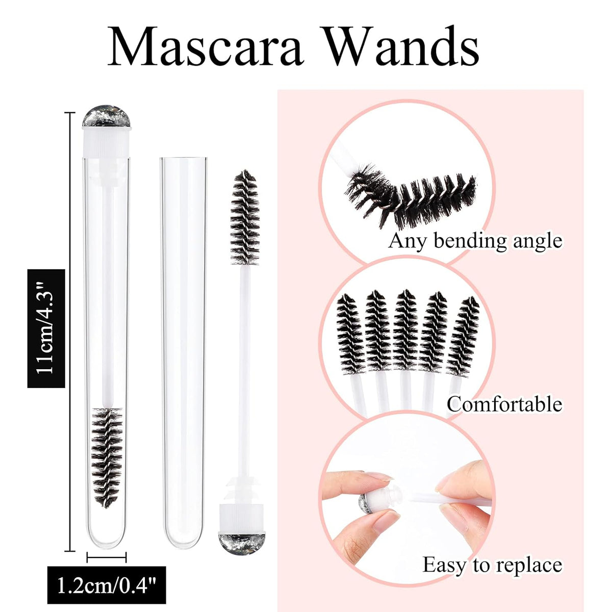 50pcs Eyelash brush Lash Wand Makeup tool Eyelash Extension supplies Cleaning brush Diamond Mascara