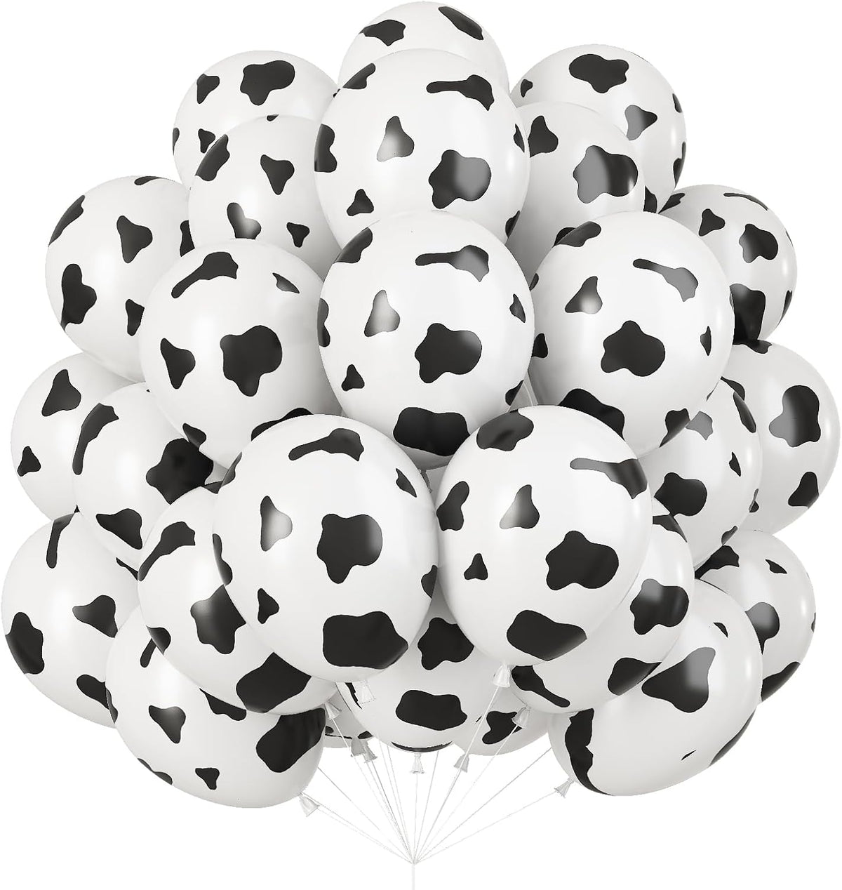 Cow Print Balloons, 30 Pcs Cute Cow Latex Balloons for Kids Party, Black White Western Cowboy