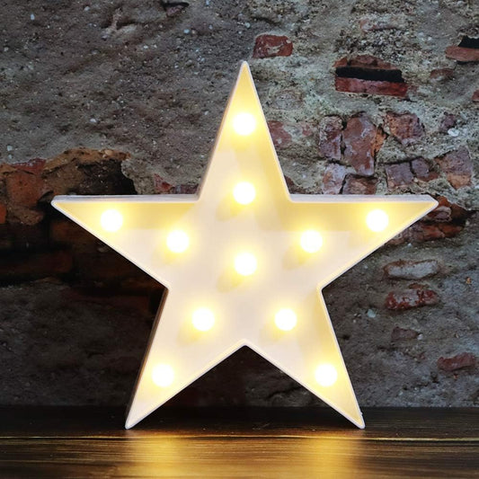 LED Marquee Star Sign Night Light, Battery Operated Star Shaped Desk Table Lamp for Kids, Baby