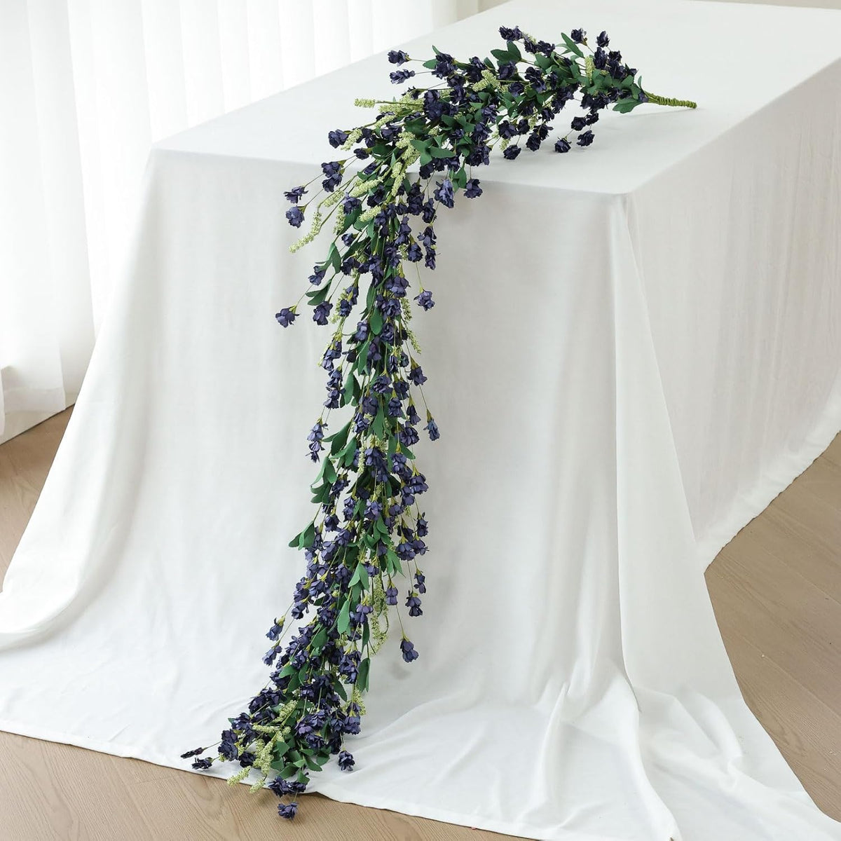 Mizii Blue Artificial Flower Garland 6FT Fake Wildflower Floral Garland Hanging Vines Spring Summer