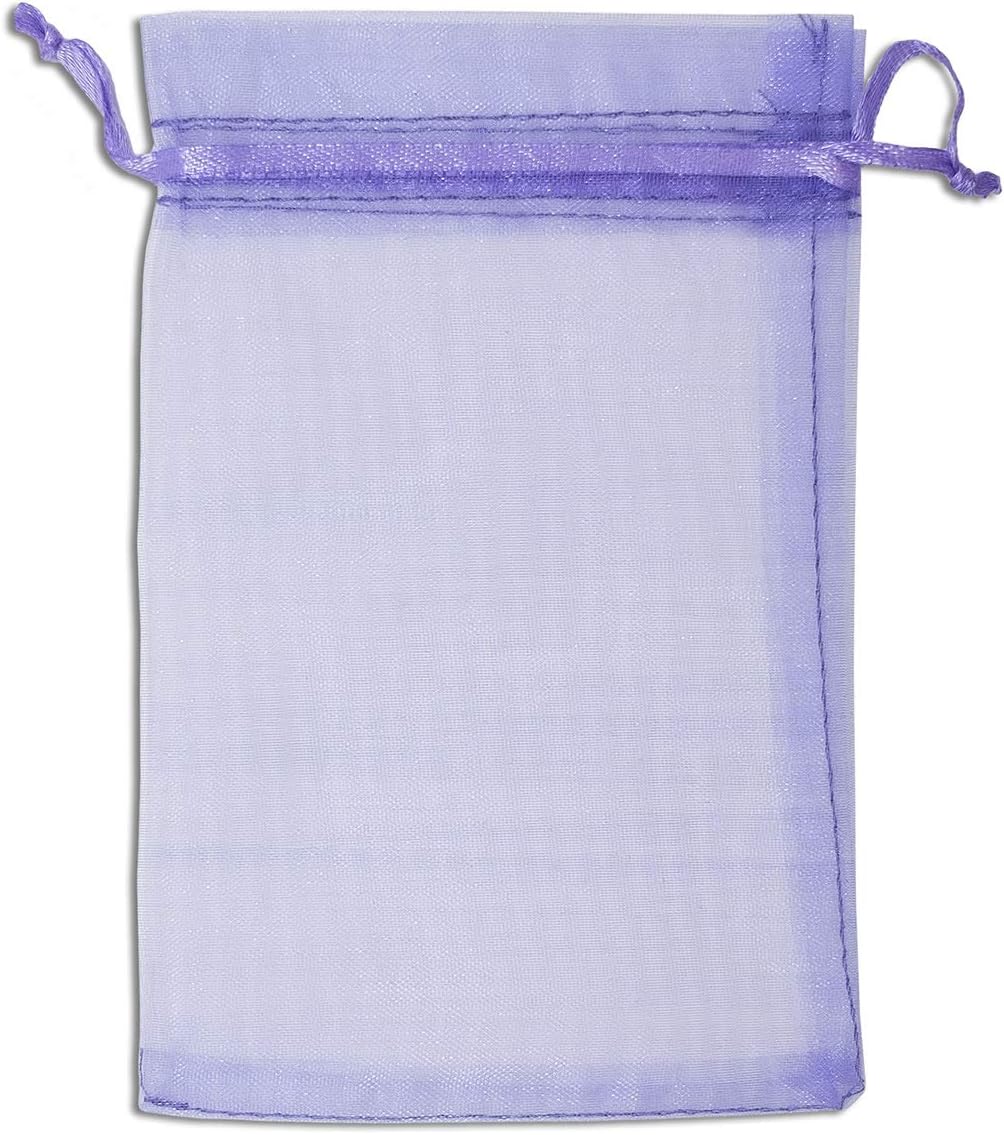 TheDisplayGuys 100-Pack 3x4 Lavender Sheer Organza Gift Bags with Drawstring, Jewelry Candy Treat