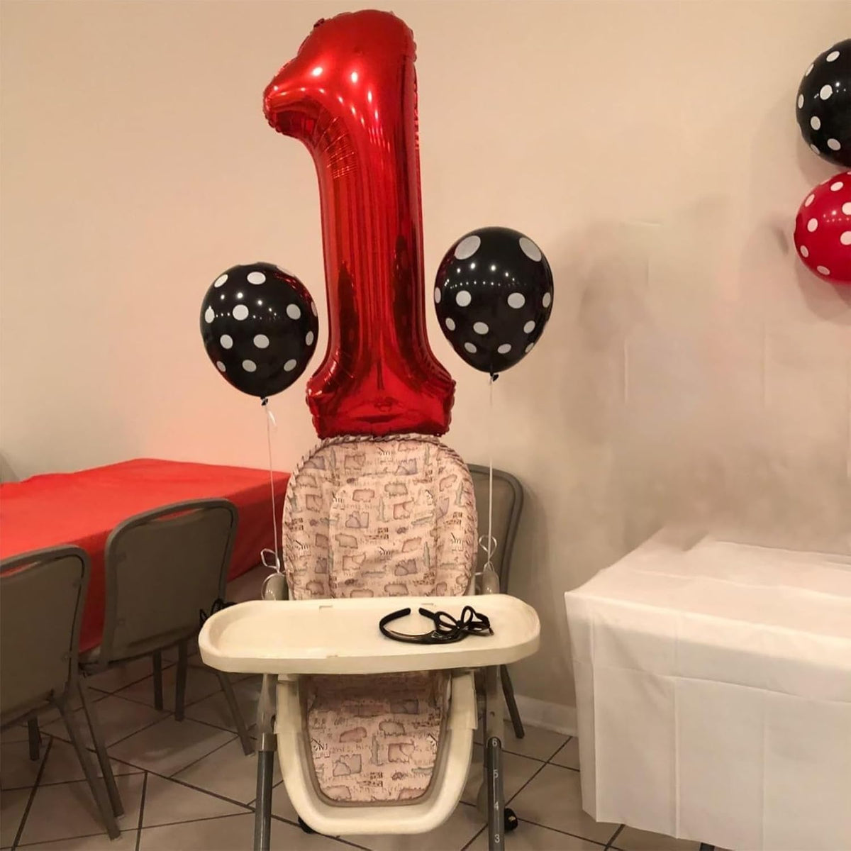 Red Number 1 Balloons, 40 Inch Large Foil Number Balloons Set 0-9 for Women, Self Inflating Digital