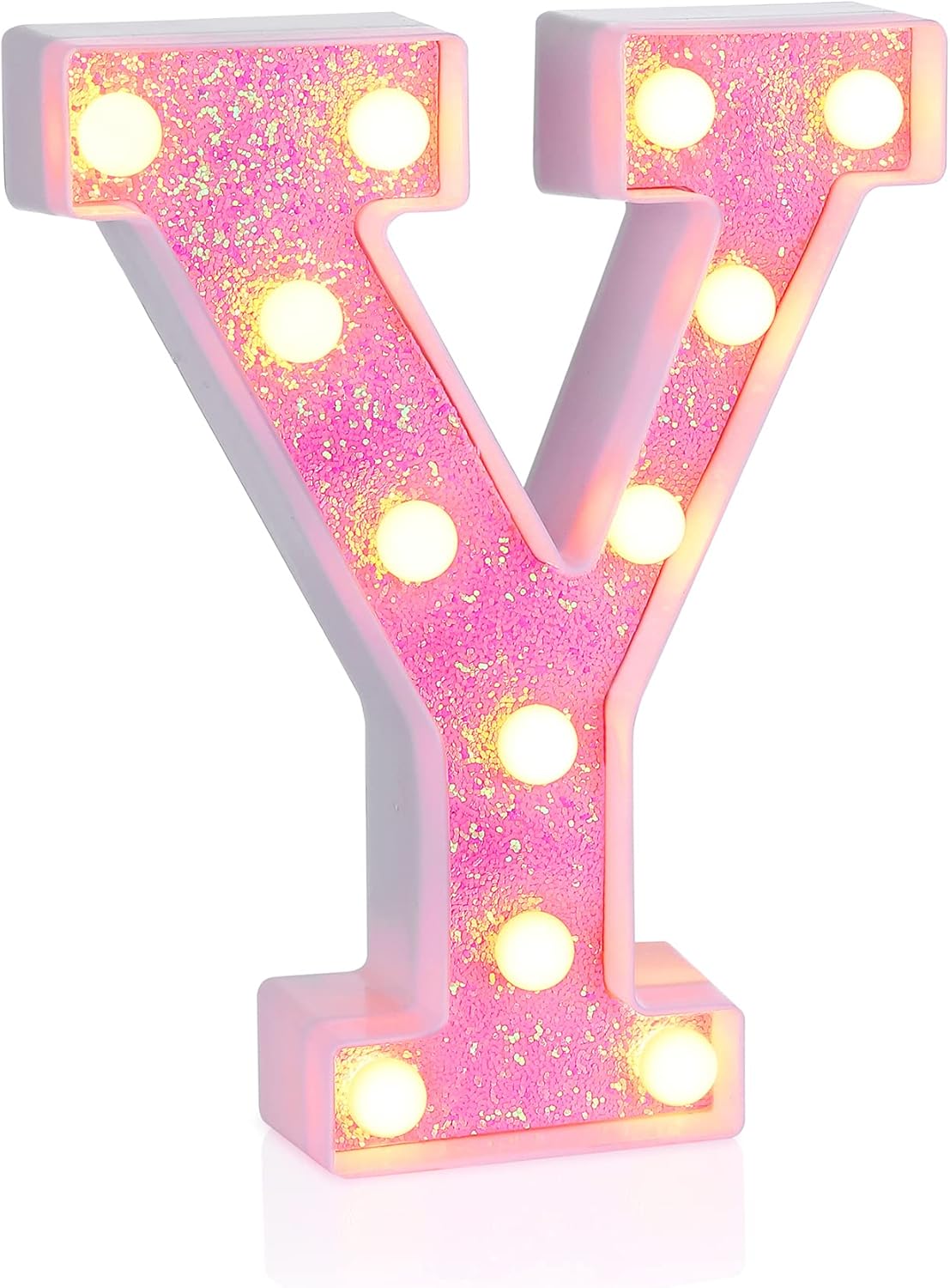 Foaky Pink Light up Letters，Pink Party Decorations,Girls Room Decor,Glitter Light Up