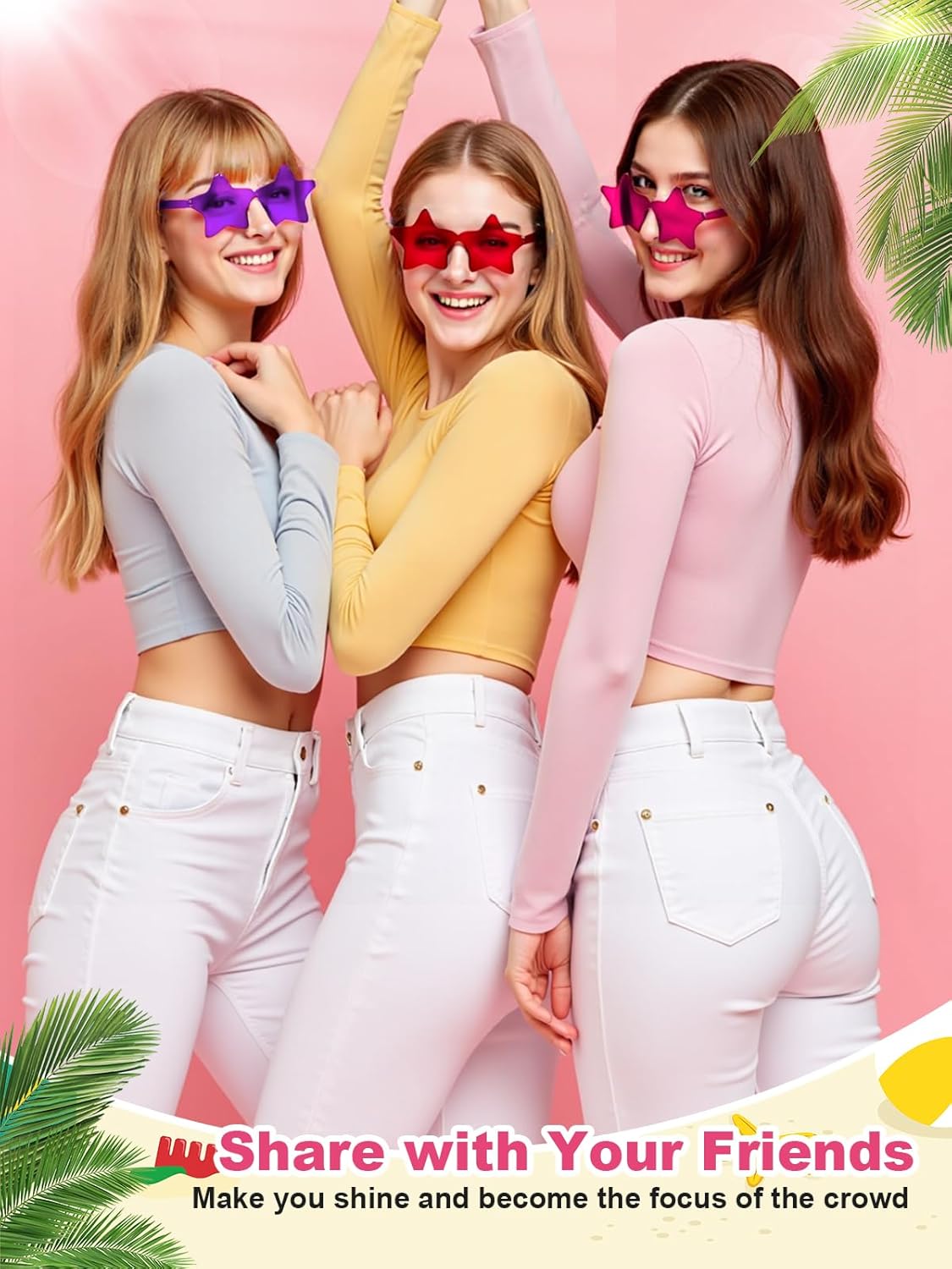 12 Pairs Star Kids Sunglasses Bulk Colorful Rimless Star Glasses for Women Adults Fun Trendy