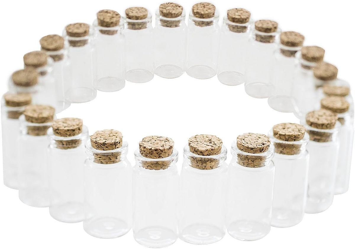 Super Z Outlet Mini Clear Glass Jars Bottles with Cork Stoppers for Arts & Crafts, Projects