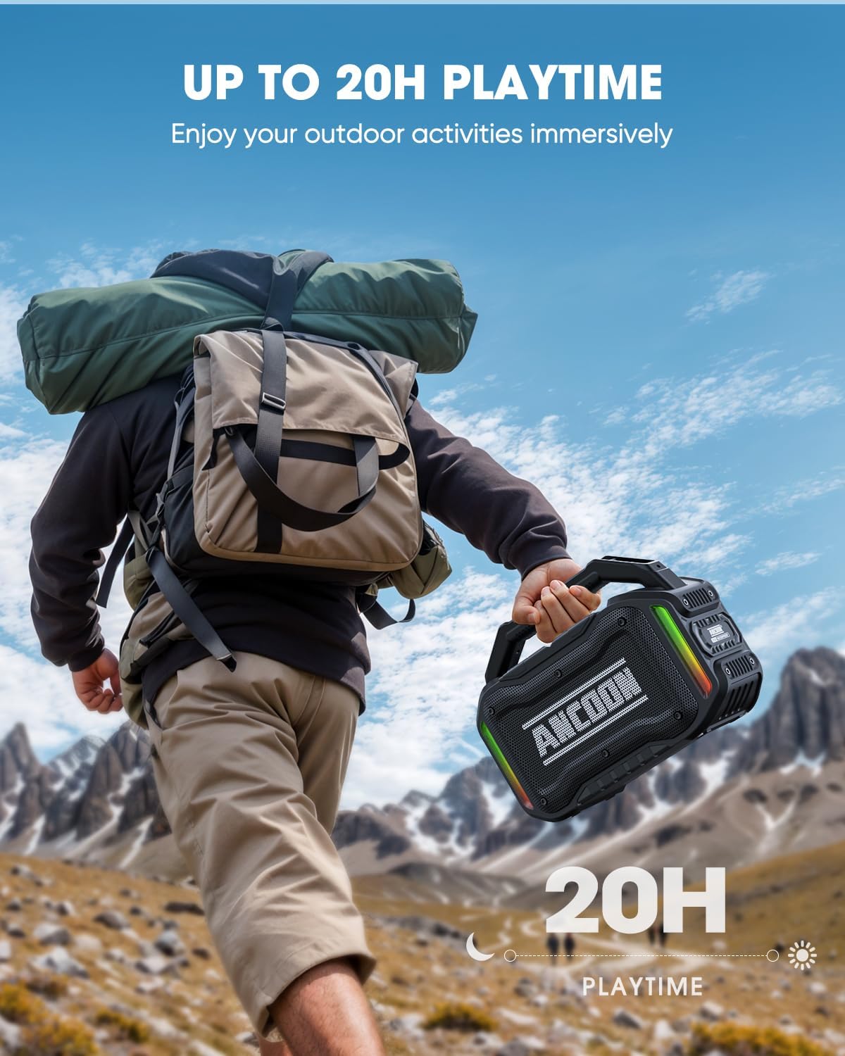 Speakers Bluetooth Wireless: 80W(Peak) Loud Speaker with Bass, 20H Playtime, IPX6 Waterproof, Large