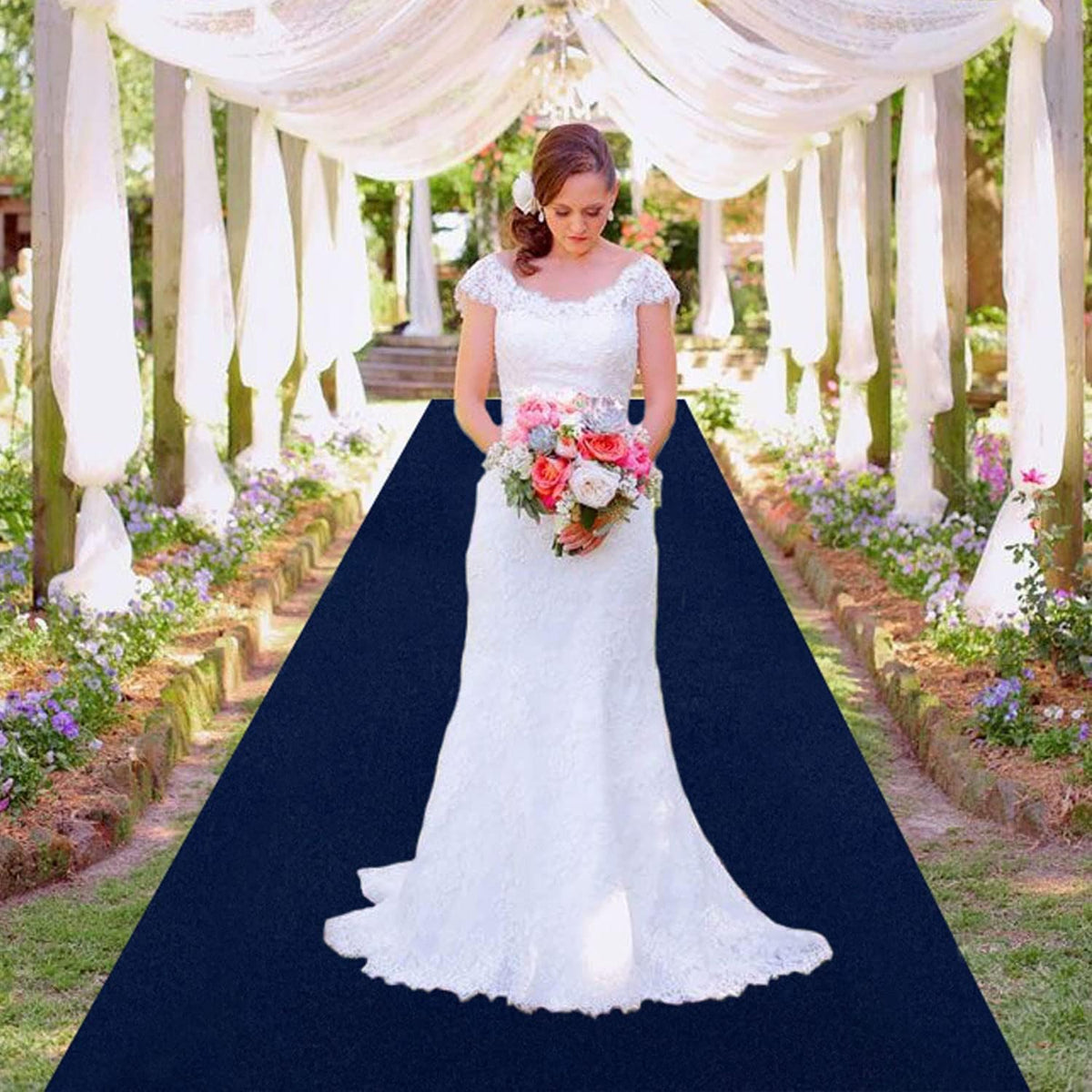 MODFUNS Navy Blue Aisle Runner for Wedding Velvet Aisle Runner Rug 4x30FT Event Carpet Runners