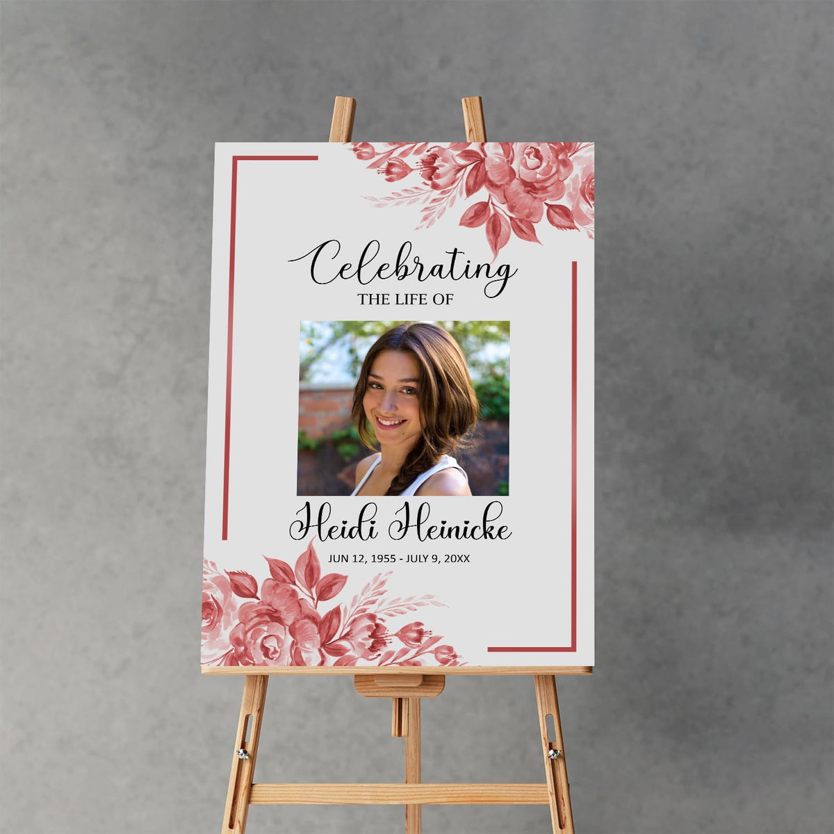 Celebrating The Life Sign Pink And White Floral In Loving Memory Blush Flower Life Celebration Sign