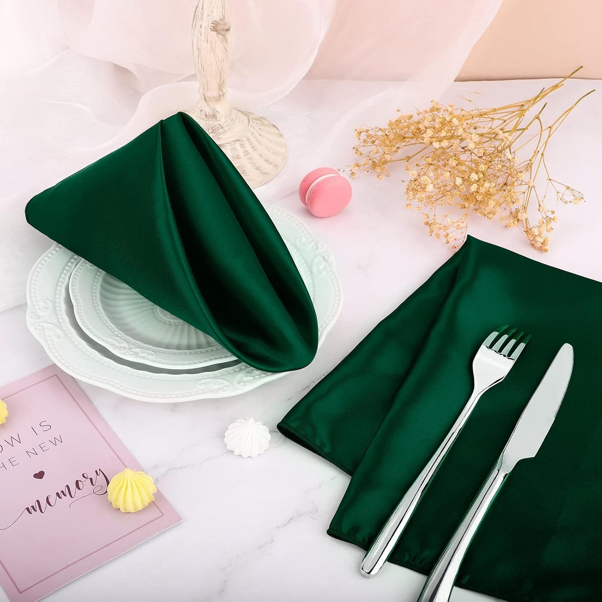 Aneco 16 Pack Square Satin Napkin Bright Silk Table Napkin Soft Smooth Fabric Table Napkin for