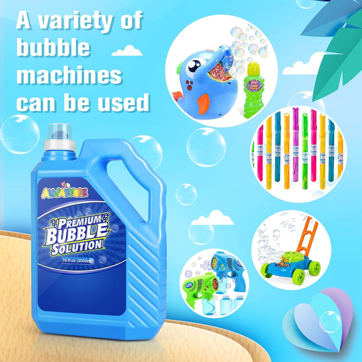 Bubble Solution Refill 70 OZ | Pre-Mix Premium Bubble Refill Solution No Measuring Required |