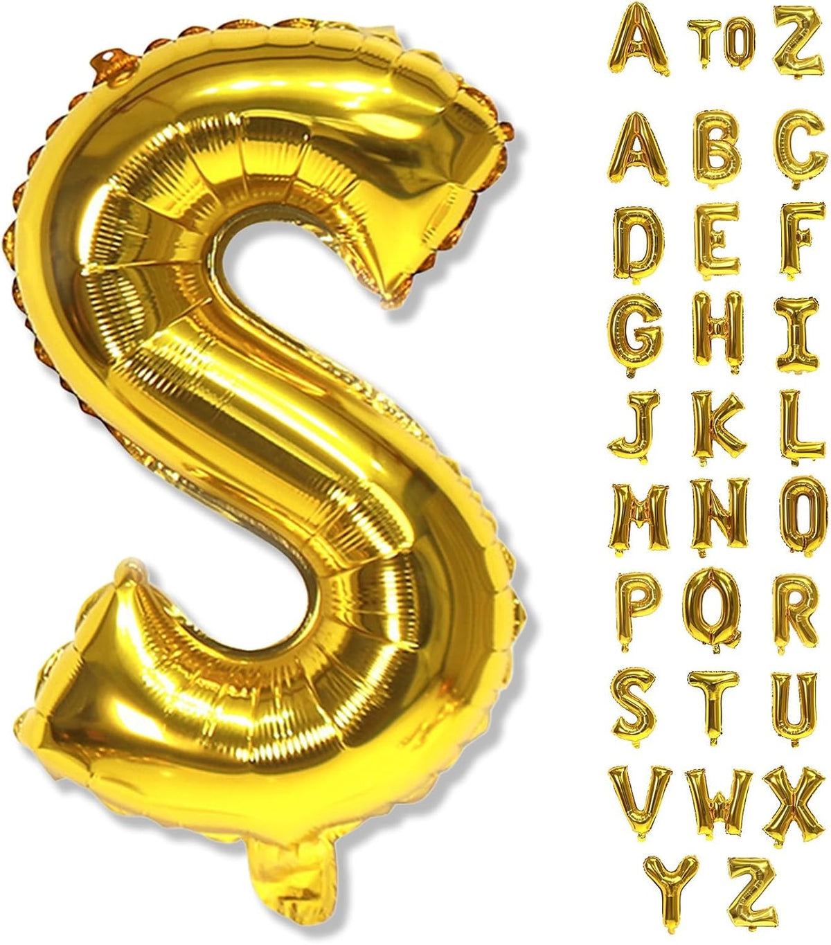 Giant S Alphabet Name Balloon, Gold Self Inflating Custom Letter Balloons Birthday Decor, 40 Inch