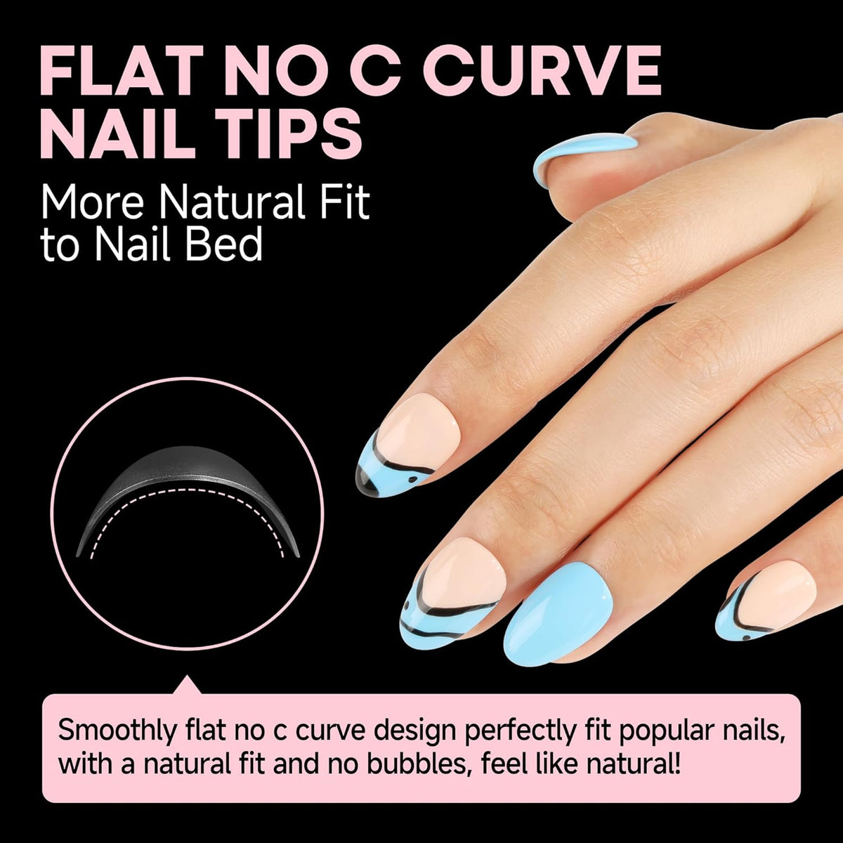 UNA GELLA Almond Shape Nail Tips Short: 504pcs Half Cover Almond Gel Nails Tips Matte Clear Fake