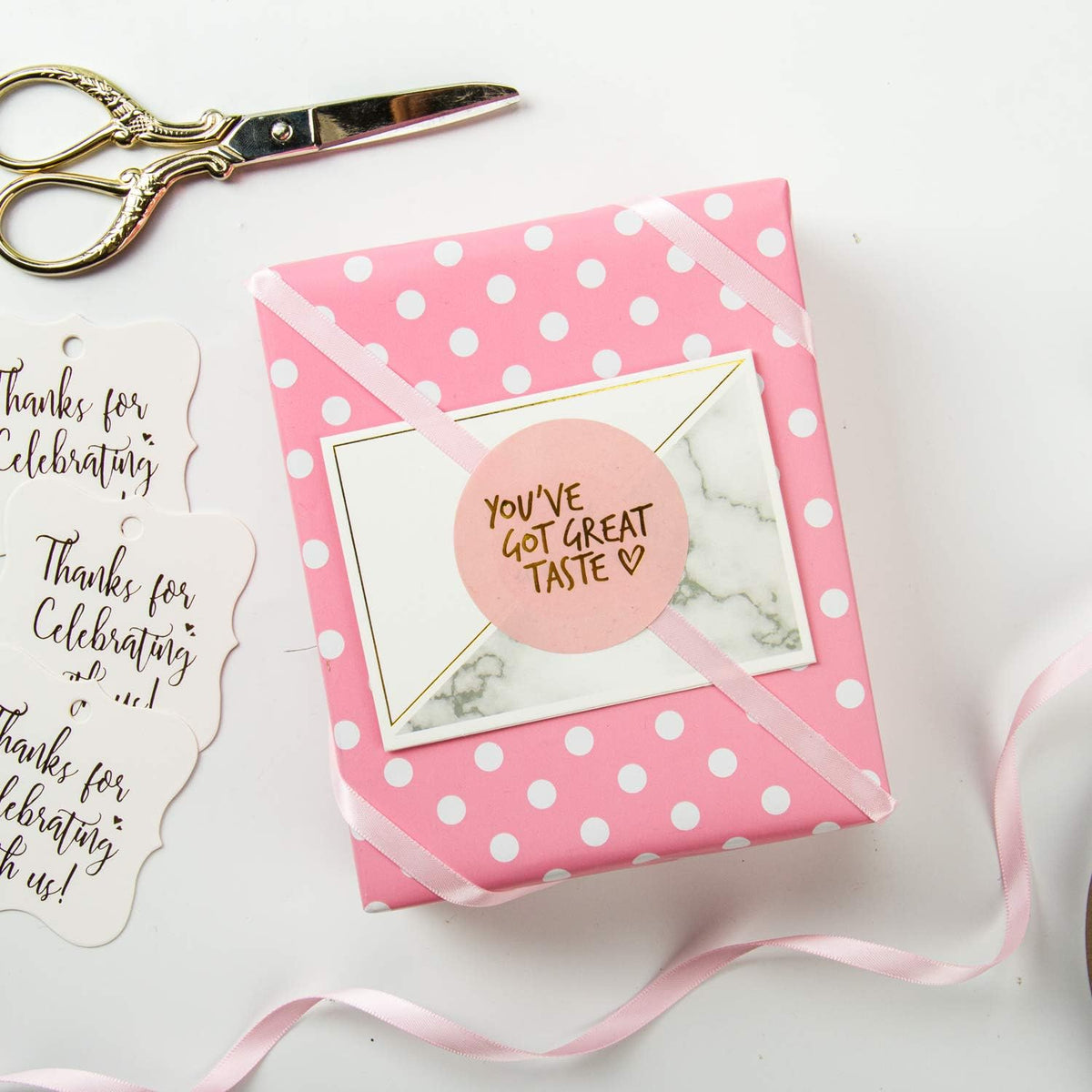 WRAPAHOLIC Reversible Wrapping Paper - Mini Roll - 17 Inch X 33 Feet - Pink and Polka Dot Design