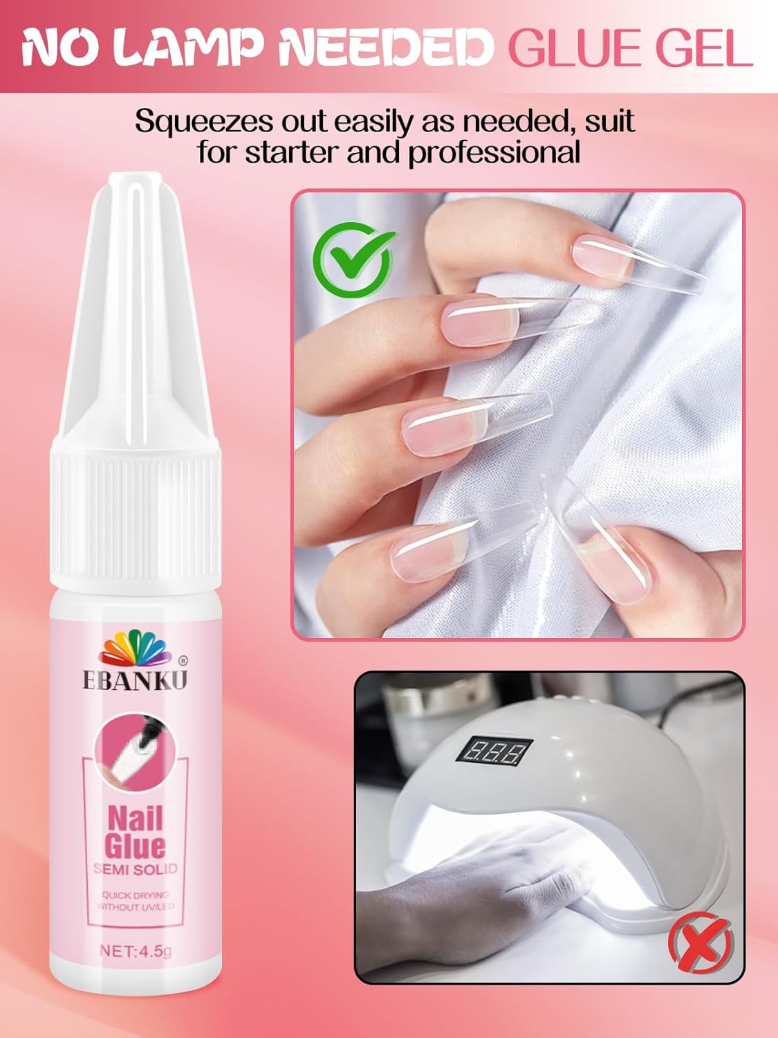 EBANKU Nail Glue Bulk for Press On Nails, 10PCS Super Strong Glue for Fake Nails Professional