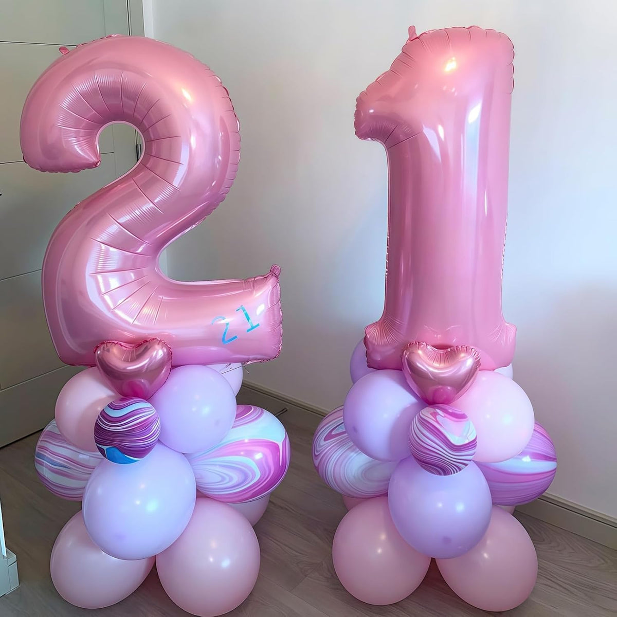 Pastel Pink 3 Balloon, Light Pink 3 Balloons Number,40 Inch Helium Foil Mylar Number 3 Balloon for