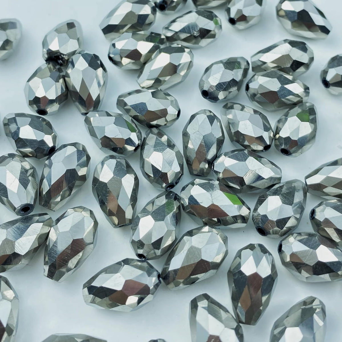 50pcs 10x15mm Teardrop Crystal Glass Beads Vertical Hole Faceted Glass Teardrop Spacer Beads for
