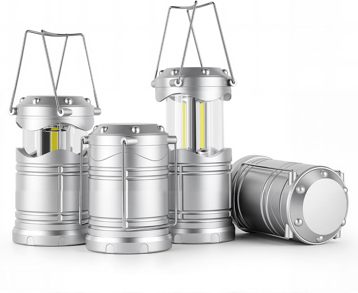 Lichamp LED Camping Lantern, 4 Pack Battery Powered Flashlight for Power Outages, Portable