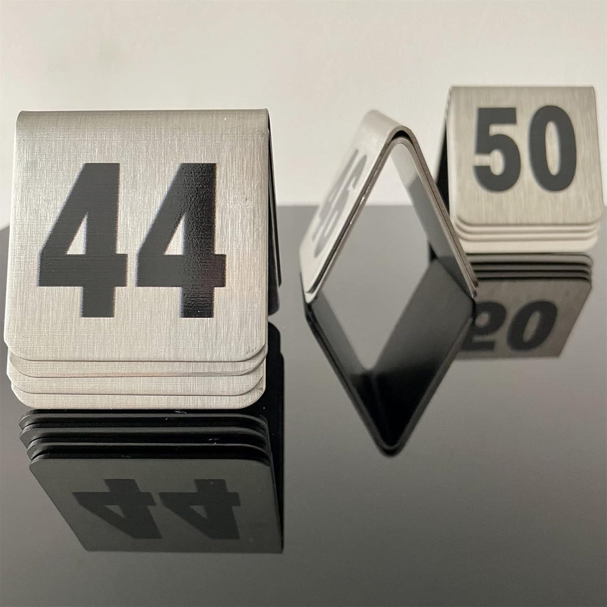 10 Pcs Metal Place Cards Stackable Tent Style Table Numbers，Place Card Holders for Celebration