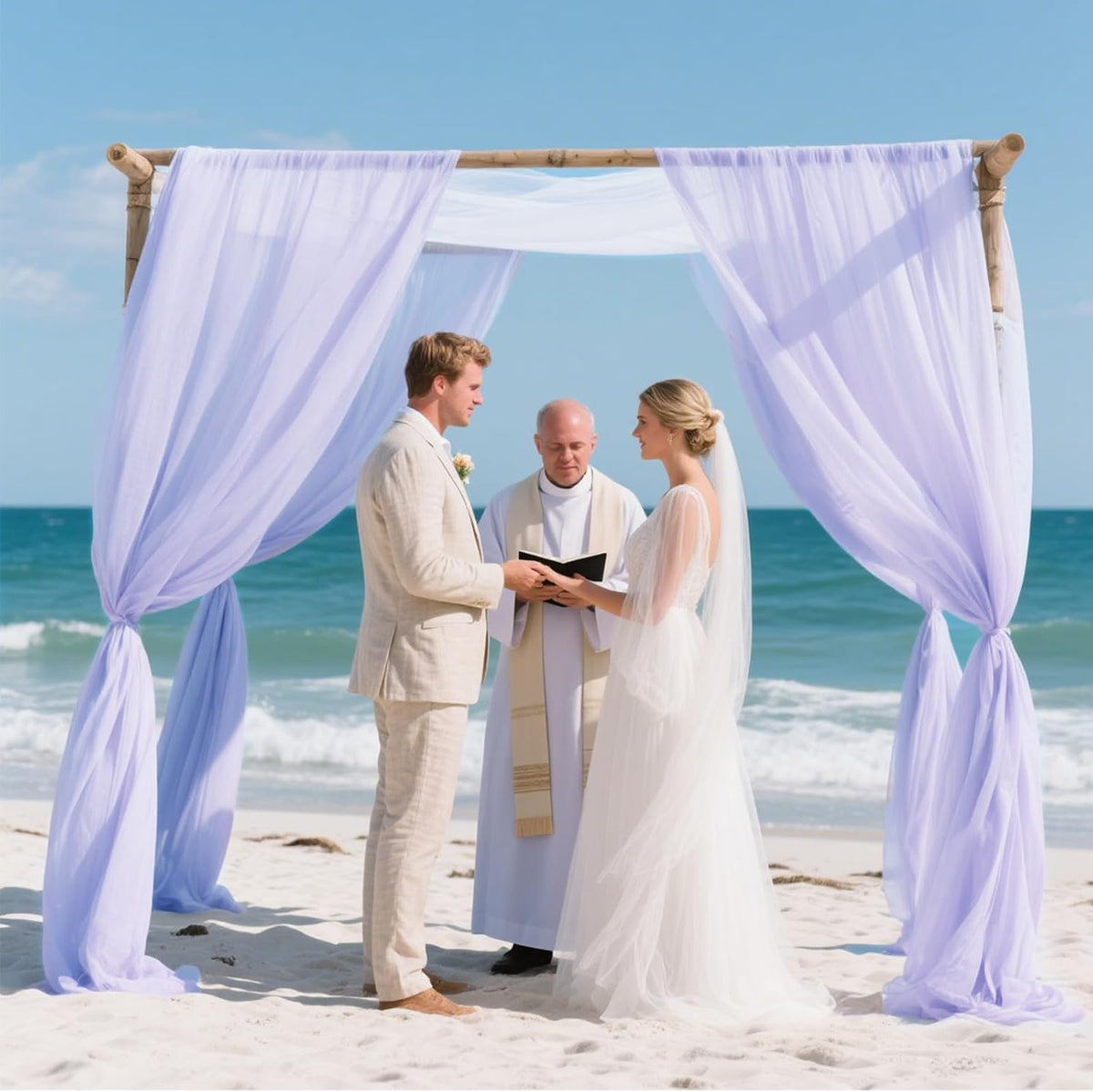 VOK Lavender Wedding Arch Draping Fabric Chiffon Fabric, 29in x 18Ft 2 Panels Sheer Chiffon Outdoor