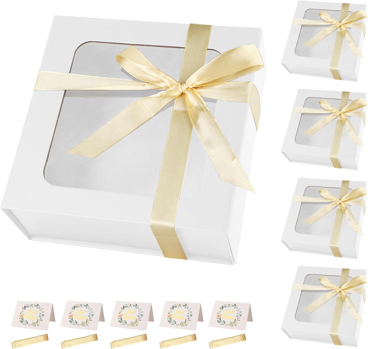 White Gift Boxes with Window,7.5"x7.5"x3.1" Bridesmaid Boxe for Gift Giving,Birthday Gift Box with