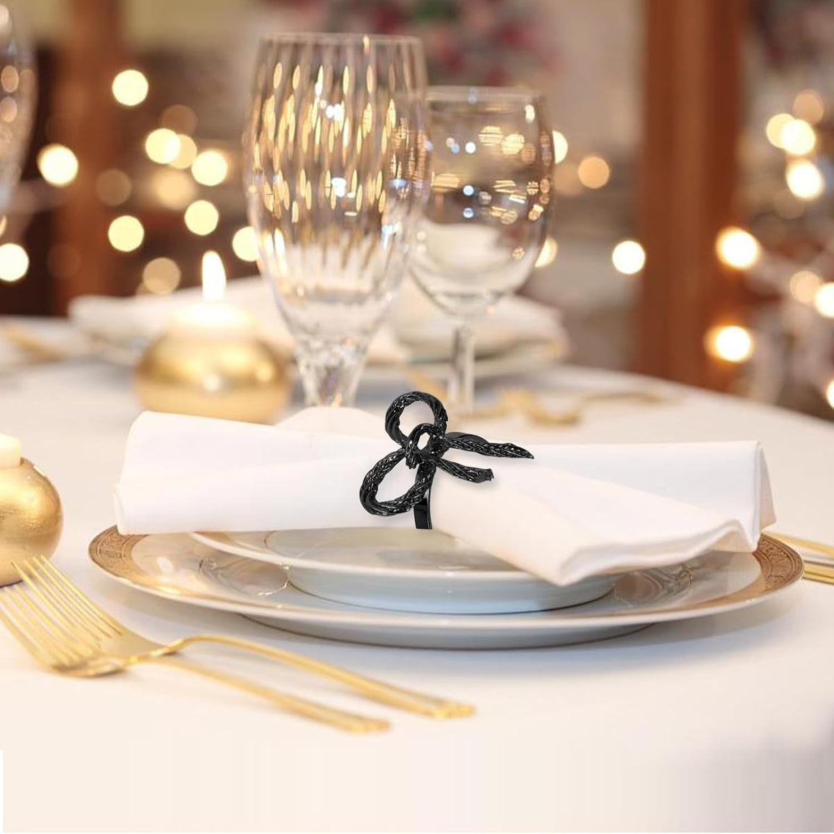 Pack of 12 Napkin Rings Alloy Hollow Out Flower Napkin Holder Dinning Table Napkin Ring for Dinner
