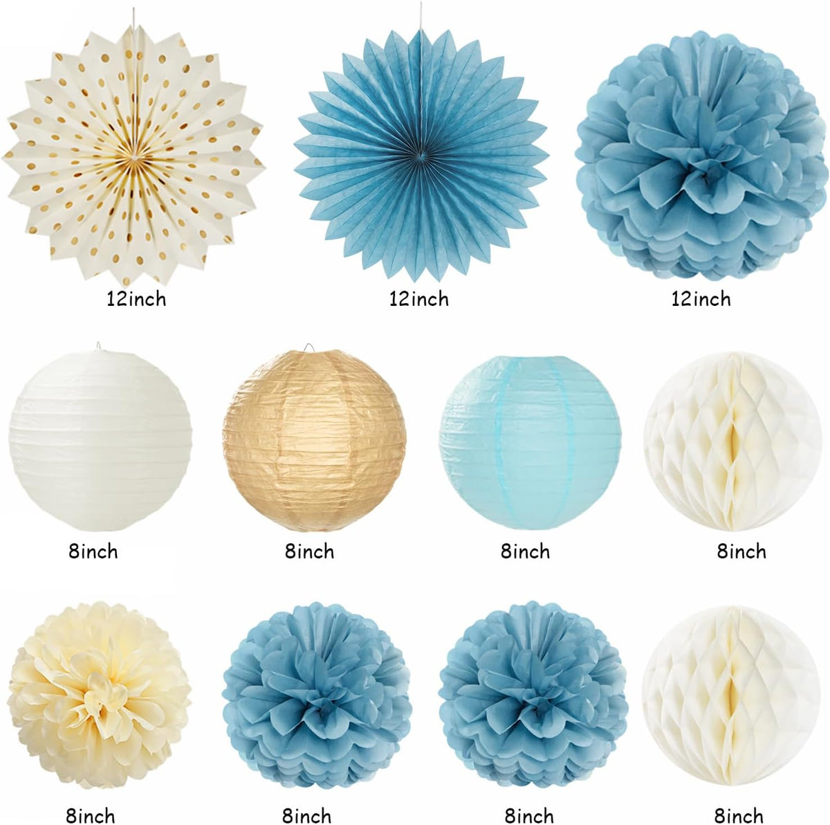 Beige-Champagne-Blue Boho Bachelorette Party-Decorations - 21pcs Women Bridal Shower Banner