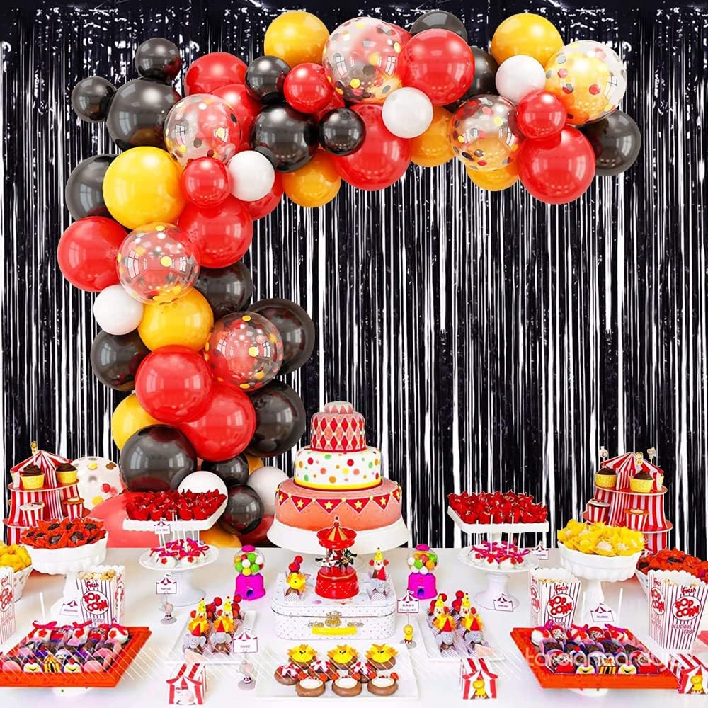 TONIFUL 3Pcs Black Door Streamers,Photo Booth Backdrop,Metallic Streamers Black Foil Fringe