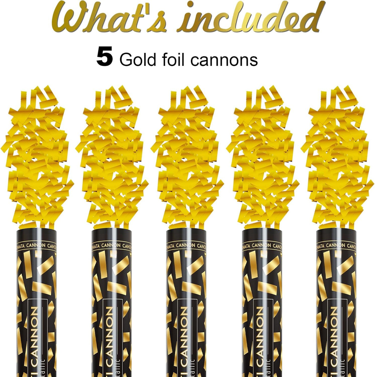 Yellow Confetti Poppers, 15 Inch Gold Party Poppers for Birthday, Wedding, Halloween Celebrations