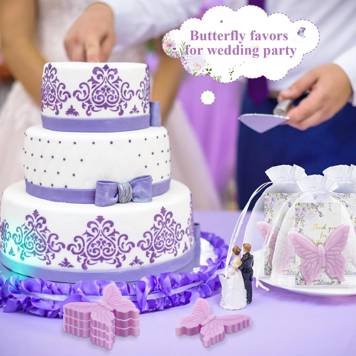 Dunzy 100 Set Butterfly Theme Baby Shower Favors for Guests Butterfly Soap Favors with Thanks You