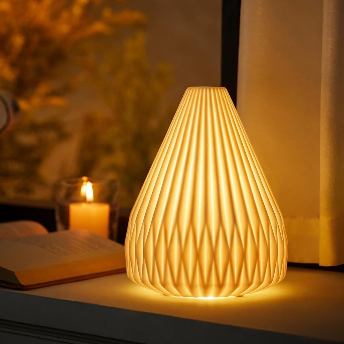 RONDURE 9.1" Modern Ceramic Table Lamp, Modern Bedside Lamps for Bedroom, Living Room and