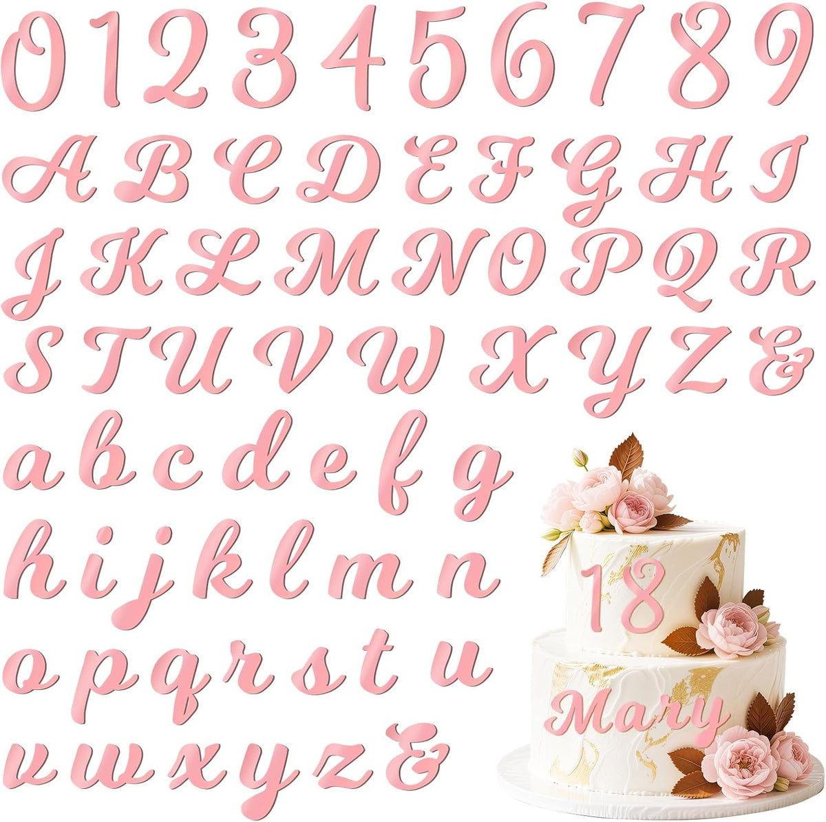 126 PCS Custom Name Cake Topper Acrylic Letters DIY Personalized A-Z & 0-9 Number Alphabet Cake
