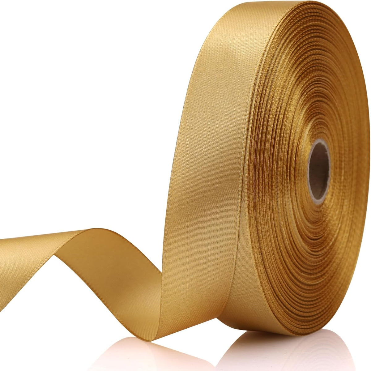 Champagne Gold Ribbon 7/8 Inch 60 Yards Satin Craft Ribbon-Single Face Polyester Ribbon for