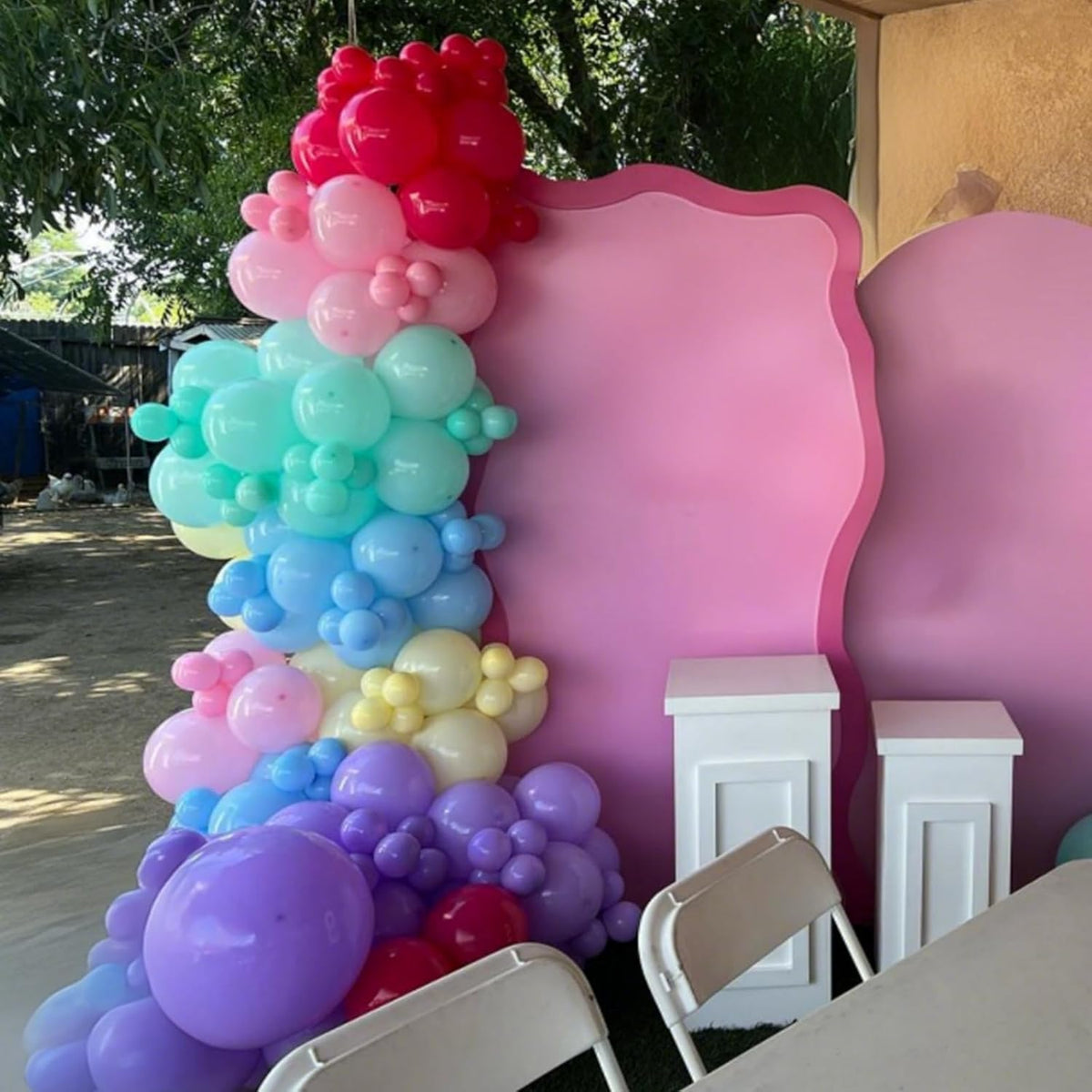 Colorful Rainbow Balloons Assorted Pink Blue Yellow Green Balloons 60PCS 12INCH Hot Pink Pastel