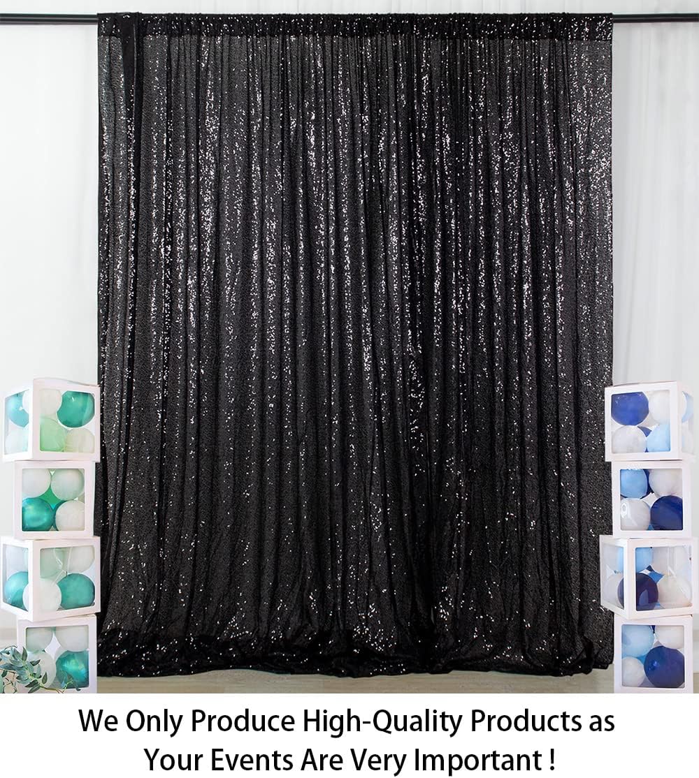 ShinyBeauty Black Sequin Backdrop 10FTx10FT Photo Backdrops for Wedding Sparkle Backdrop for