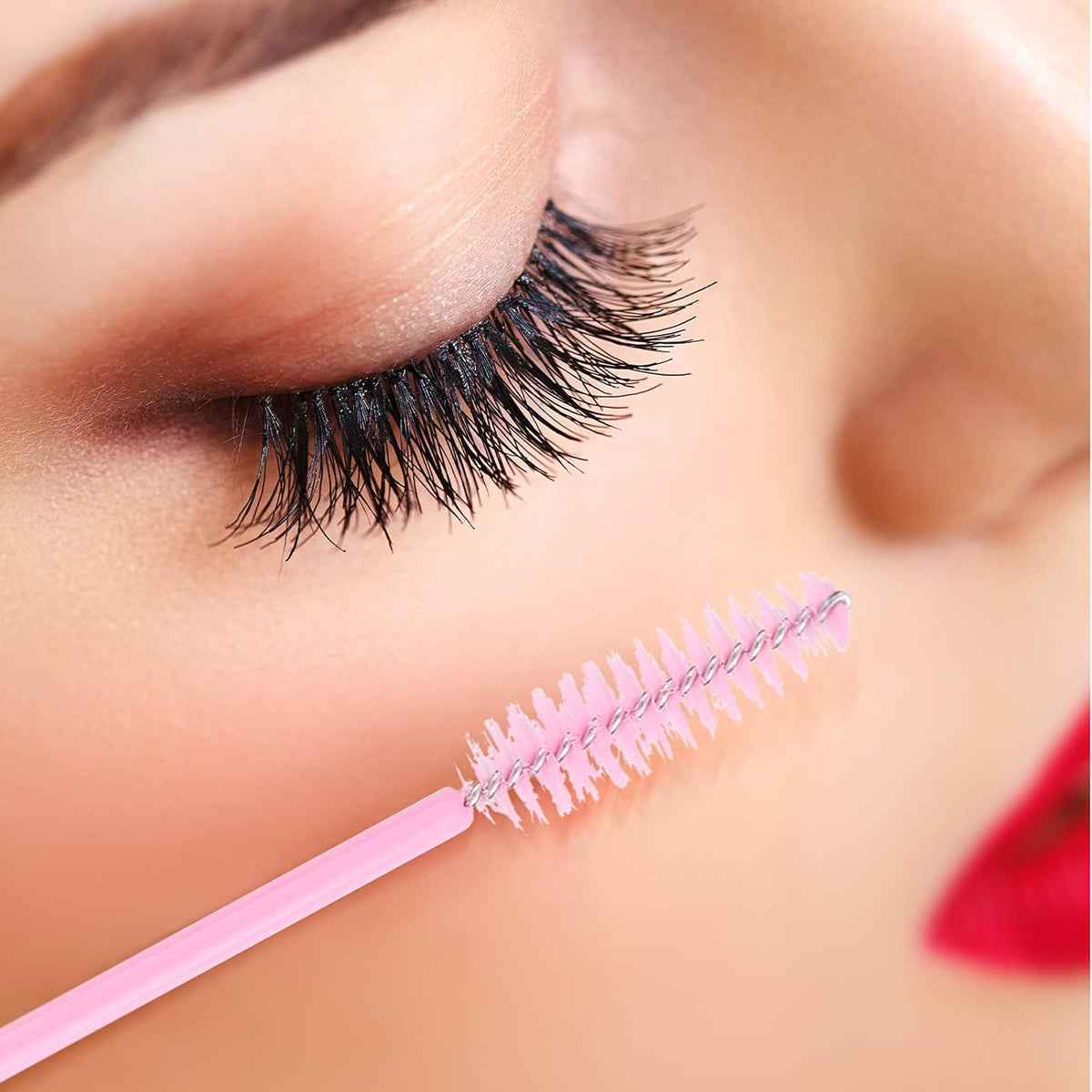 G2PLUS 100PCS Disposable Eyelash Brushes, Adjustable Mascara Wands Makeup Applicator, Lash Spoolies