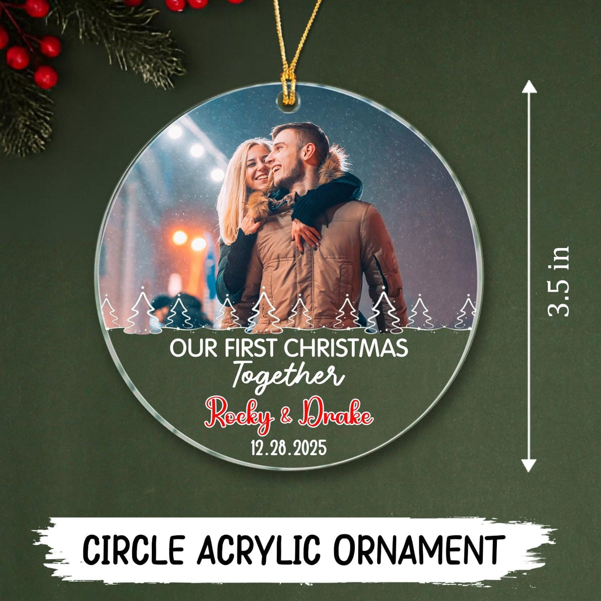Personalized Our First Christmas Together Ornament 2025, Upload Photo Mr & Mrs Together Ornament