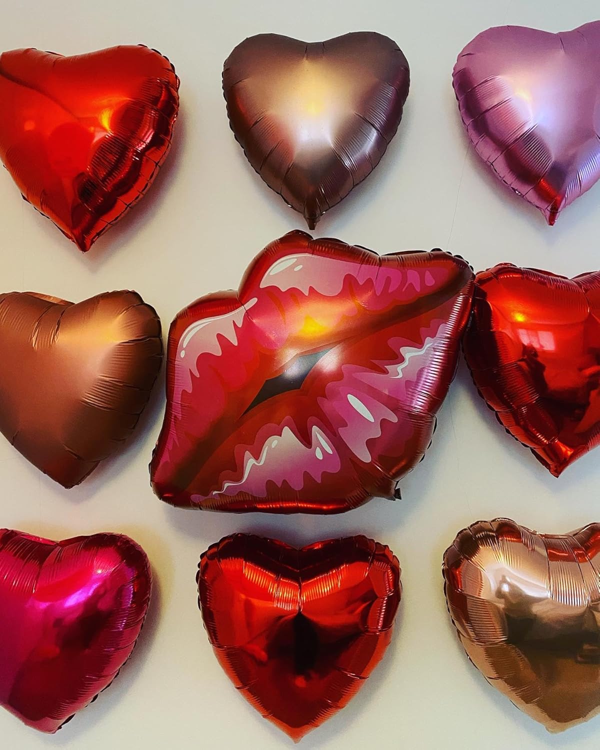 12 Pcs Red Heart Shaped Metallic Balloons 18 Inch Valentine Balloons for Valentines Day Bridal